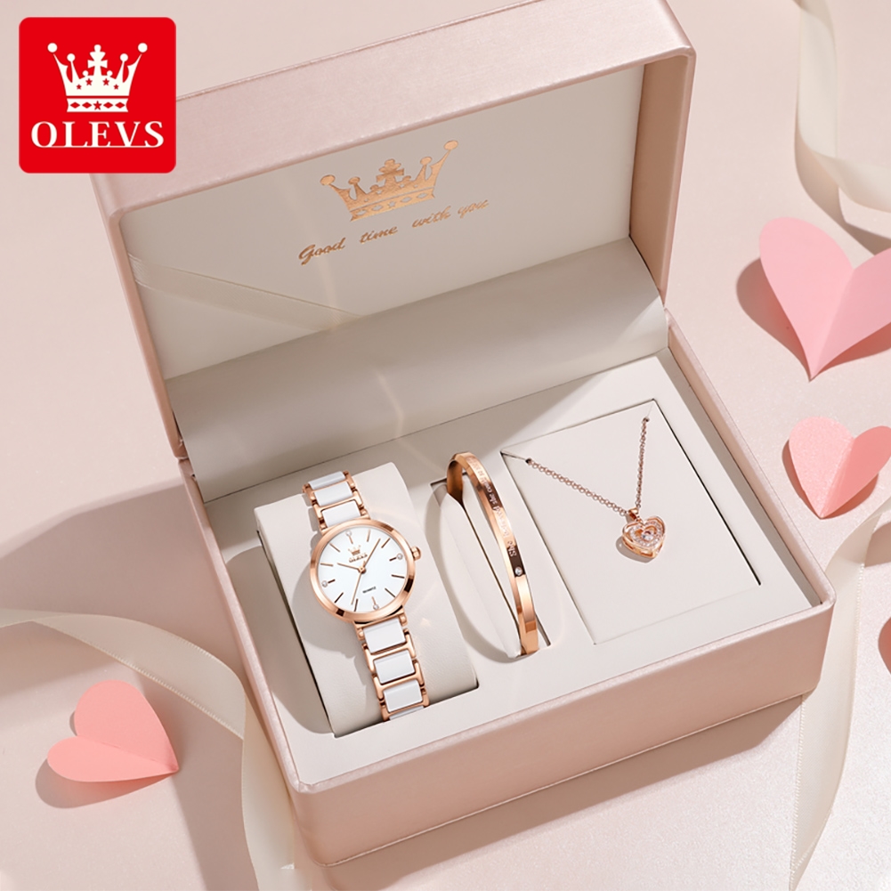 Accessories With Watch - OLEVS Kadın Saati 5877 Lüks Zarif