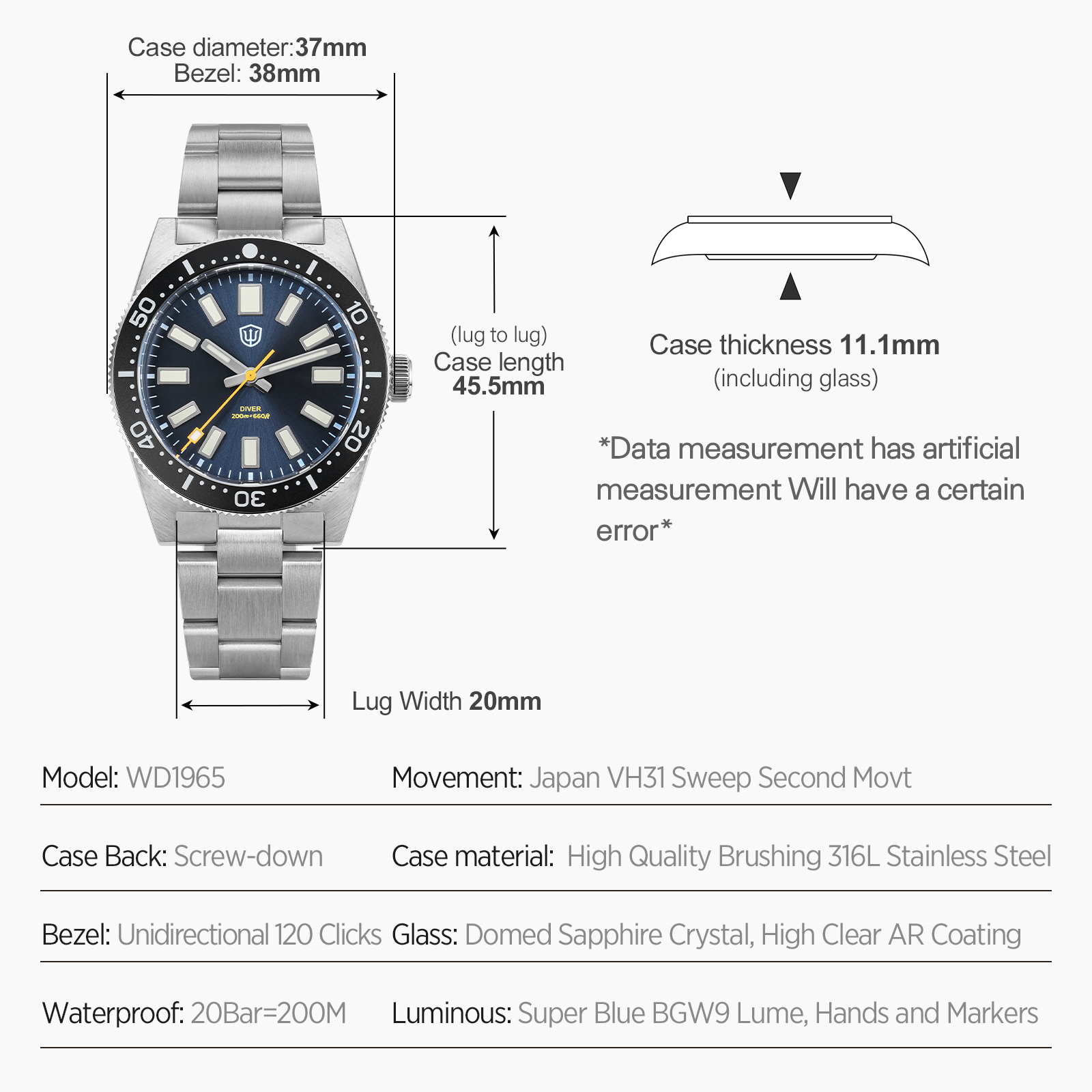 Watchdives 37Mm WD1965 V2 Erke - Accessories With Watch incelemesi ve fiyatı