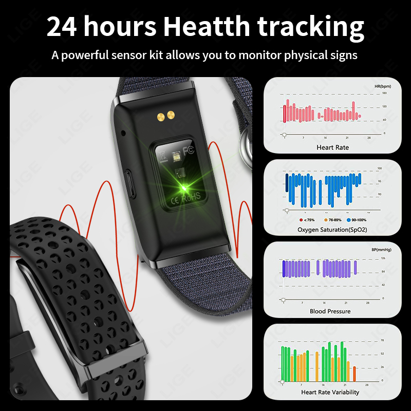 LIGE akıllı saat kalp hızı kan - Android Smartwatch Accessories incelemesi ve fiyatı