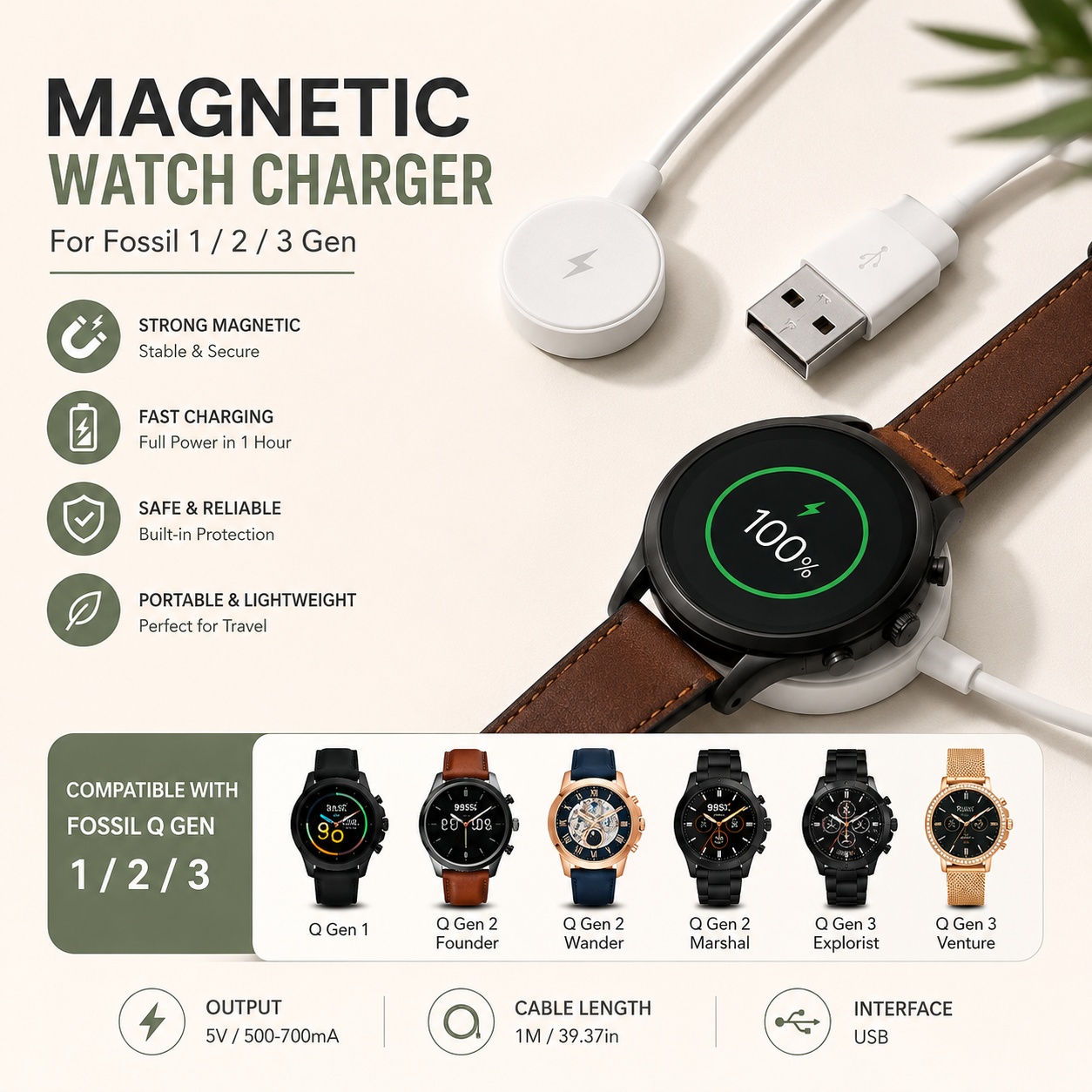 USB Saat Şarj Cihazı Adaptörü  - Fossil Smartwatch Accessories incelemesi ve fiyatı